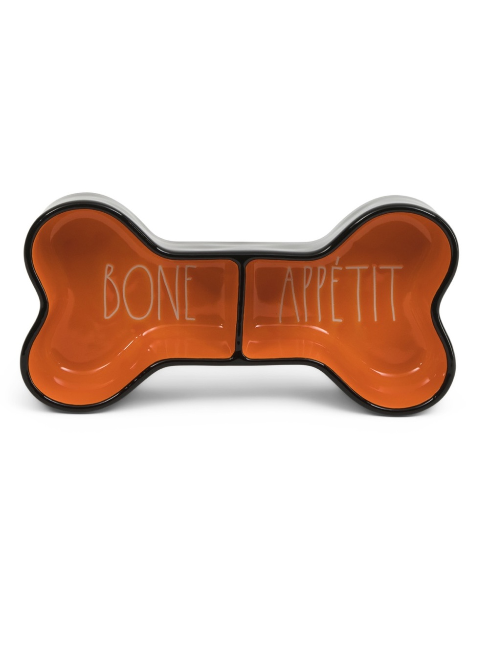 Rae Dunn Orange Bone Appétit Double Pet Bowl